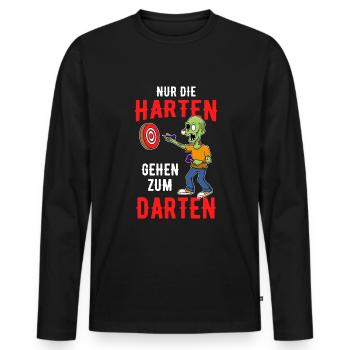 Darts Dartspieler Dartpfeile Dartscheibe Darter - Männer Premium Bio Langarmshirt - Schwarz - Vorne - Nico (187cm)
