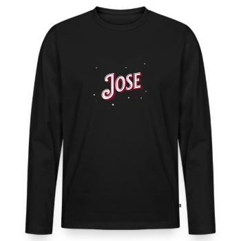 Nom Jose personnalisé - T-shirt manches longues Premium bio Homme - noir - Devant - Nico (187cm)