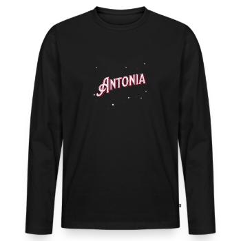 Nom Antonia personnalisé - T-shirt manches longues Premium bio Homme - noir - Devant - Nico (187cm)