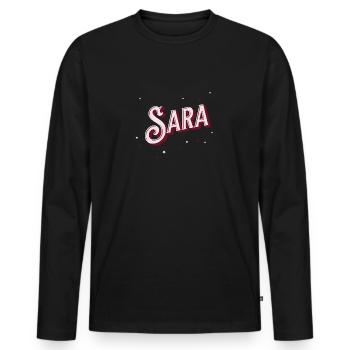Sara Namen personalisiert - Männer Premium Bio Langarmshirt - Schwarz - Vorne - Nico (187cm)