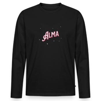 Alma Namen personalisiert - Männer Premium Bio Langarmshirt - Schwarz - Vorne - Nico (187cm)