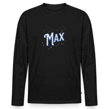Nombre maximal de noms personnalisés - T-shirt manches longues Premium bio Homme - noir - Devant - Nico (187cm)