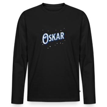 Oskar Namen personalisiert - Männer Premium Bio Langarmshirt - Schwarz - Vorne - Nico (187cm)