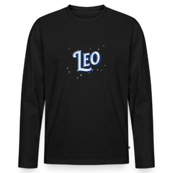 Leo Namen personalisiert - Männer Premium Bio Langarmshirt - Schwarz - Vorne - Nico (187cm)