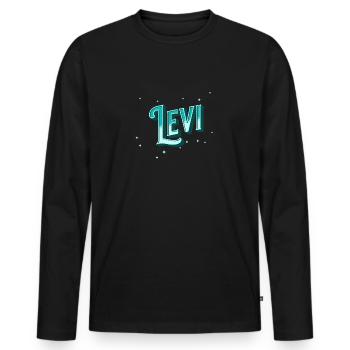 Levi noms personnalisés - T-shirt manches longues Premium bio Homme - noir - Devant - Nico (187cm)