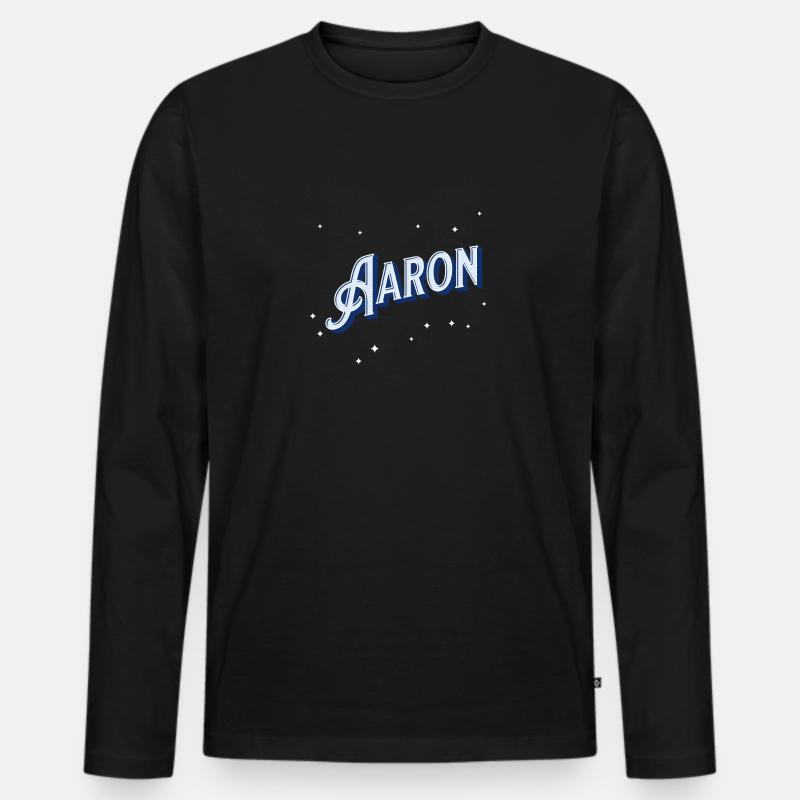 Aaron Namen personalisiert - Männer Premium Bio Langarmshirt - Schwarz