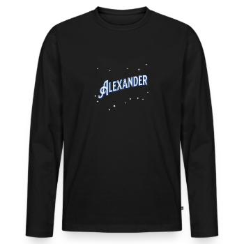 Noms Alexander personnalisés - T-shirt manches longues Premium bio Homme - noir - Devant - Nico (187cm)
