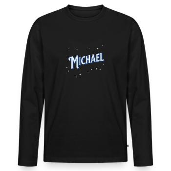 Nom de Michael personnalisé - T-shirt manches longues Premium bio Homme - noir - Devant - Nico (187cm)