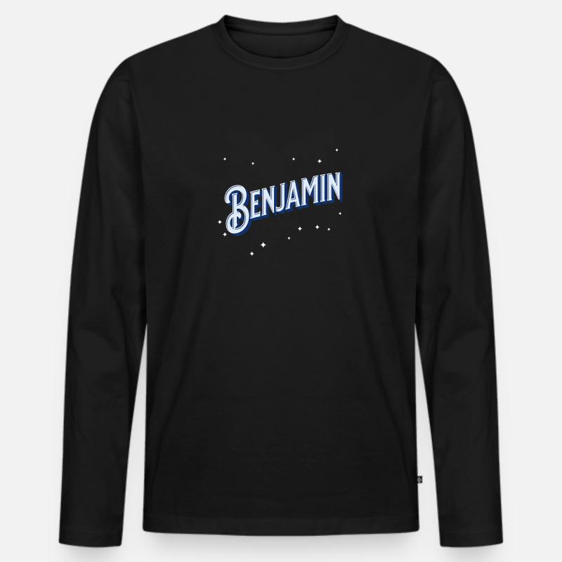 Benjamin Namen personalisiert - Männer Premium Bio Langarmshirt - Schwarz