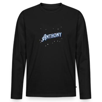 Anthony Namen personalisiert - Männer Premium Bio Langarmshirt - Schwarz - Vorne - Nico (187cm)
