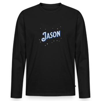 Jason names personalized - Men's Premium Organic Long Sleeve Shirt - black - Front - Nico (187cm)