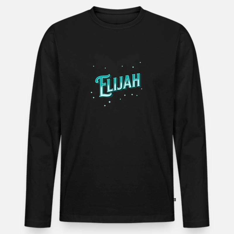 Elijah Namen personalisiert - Männer Premium Bio Langarmshirt - Schwarz