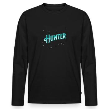 Hunter Namen personalisiert - Männer Premium Bio Langarmshirt - Schwarz - Vorne - Nico (187cm)