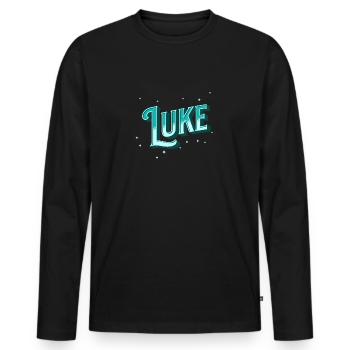 Luke name personalized - Men's Premium Organic Long Sleeve Shirt - black - Front - Nico (187cm)