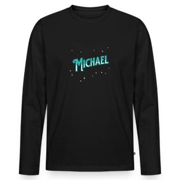 Nom de Michael personnalisé - T-shirt manches longues Premium bio Homme - noir - Devant - Nico (187cm)