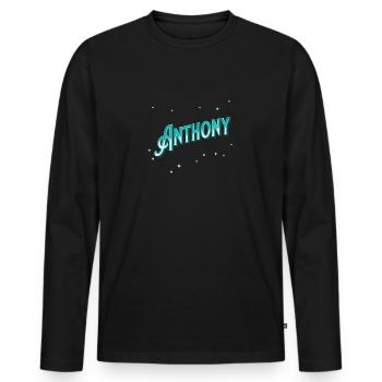 Anthony Namen personalisiert - Männer Premium Bio Langarmshirt - Schwarz - Vorne - Nico (187cm)