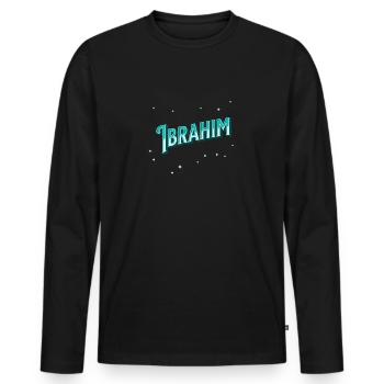 Ibrahim Namen personalisiert - Männer Premium Bio Langarmshirt - Schwarz - Vorne - Nico (187cm)