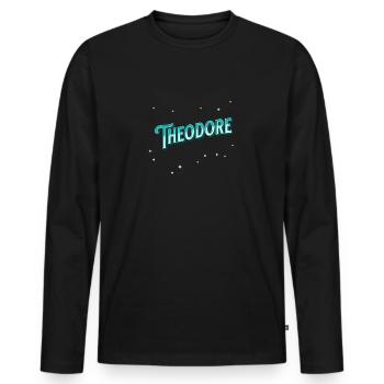 Nom Theodore personnalisé - T-shirt manches longues Premium bio Homme - noir - Devant - Nico (187cm)