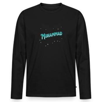 Nom de Mahomet personnalisé - T-shirt manches longues Premium bio Homme - noir - Devant - Nico (187cm)