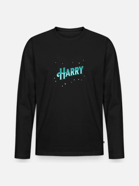 Harry name personalized - Men's Premium Organic Long Sleeve Shirt - black