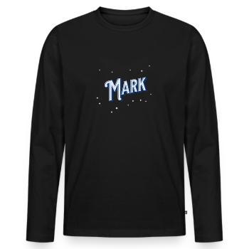 Mark Namen personalisiert - Männer Premium Bio Langarmshirt - Schwarz - Vorne - Nico (187cm)