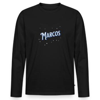 Marco's name personalized - Men's Premium Organic Long Sleeve Shirt - black - Front - Nico (187cm)