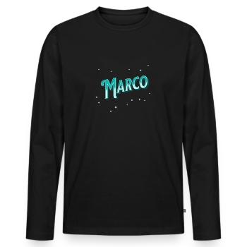 Marco Namen personalisiert - Männer Premium Bio Langarmshirt - Schwarz - Vorne - Nico (187cm)