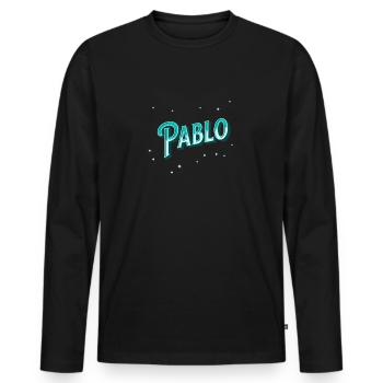 Pablo name personalized - Men's Premium Organic Long Sleeve Shirt - black - Front - Nico (187cm)