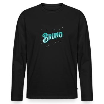 Bruno Namen personalisiert - Männer Premium Bio Langarmshirt - Schwarz - Vorne - Nico (187cm)