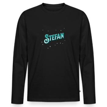Stefan Namen personalisiert - Männer Premium Bio Langarmshirt - Schwarz - Vorne - Nico (187cm)