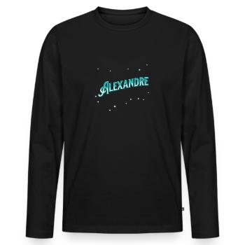 Noms Alexandre personnalisés - T-shirt manches longues Premium bio Homme - noir - Devant - Nico (187cm)