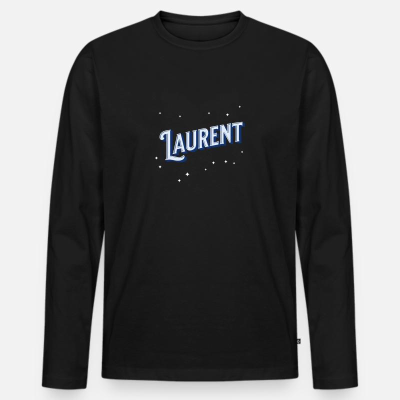 Laurent Namen personalisiert - Männer Premium Bio Langarmshirt - Schwarz