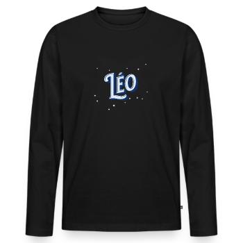 Leo Namen personalisiert - Männer Premium Bio Langarmshirt - Schwarz - Vorne - Nico (187cm)