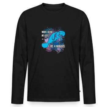 I dream of manatee and dugong - Men's Premium Organic Long Sleeve Shirt - black - Front - Nico (187cm)