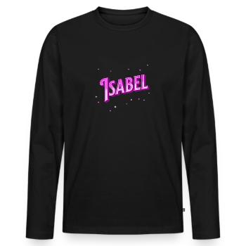 Nom Isabel personnalisé - T-shirt manches longues Premium bio Homme - noir - Devant - Nico (187cm)