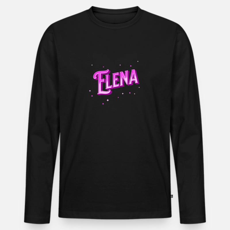 Elena Namen personalisiert - Männer Premium Bio Langarmshirt - Schwarz