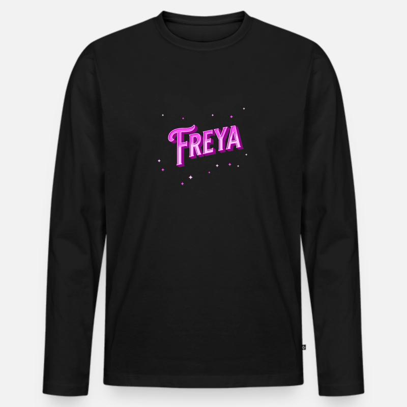 Freya Namen personalisiert - Männer Premium Bio Langarmshirt - Schwarz
