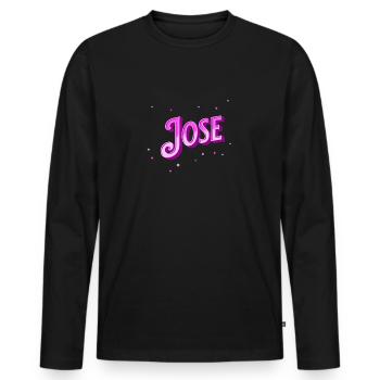Le nom de Jose personnalisé - T-shirt manches longues Premium bio Homme - noir - Devant - Nico (187cm)