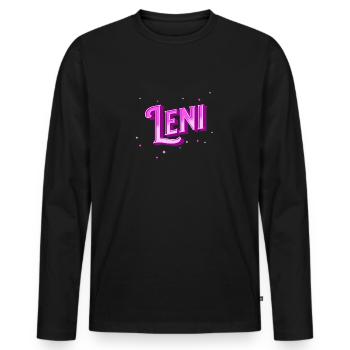 Leni Namen personalisiert - Männer Premium Bio Langarmshirt - Schwarz - Vorne - Nico (187cm)