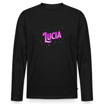 Lucia Namen personalisiert - Männer Premium Bio Langarmshirt - Schwarz - Vorne - Nico (187cm)