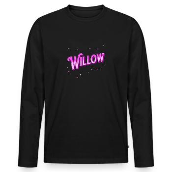 Nom de saule personnalisé - T-shirt manches longues Premium bio Homme - noir - Devant - Nico (187cm)