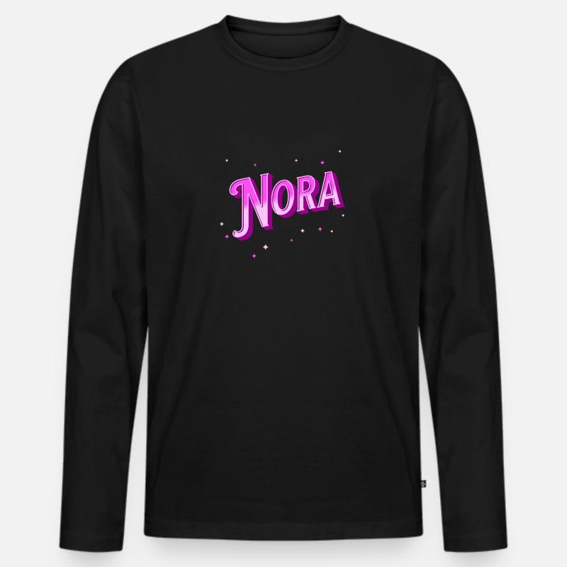 Nora Namen personalisiert - Männer Premium Bio Langarmshirt - Schwarz