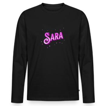 Sara Namen personalisiert - Männer Premium Bio Langarmshirt - Schwarz - Vorne - Nico (187cm)