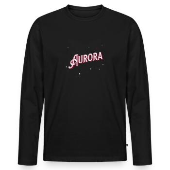 Aurora Namen personalisiert - Männer Premium Bio Langarmshirt - Schwarz - Vorne - Nico (187cm)