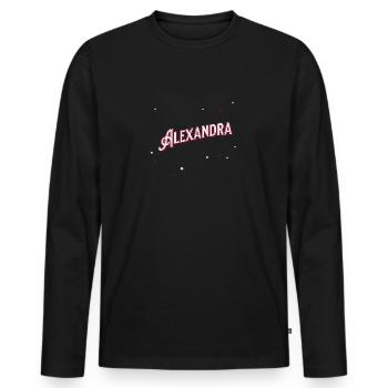 Prénom Alexandra personnalisé - T-shirt manches longues Premium bio Homme - noir - Devant - Nico (187cm)