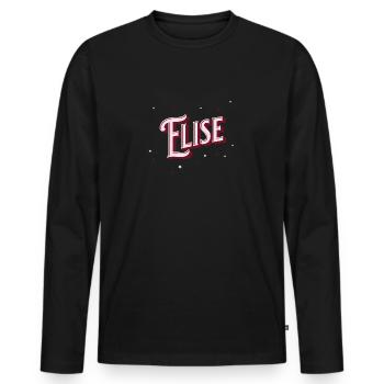 Prénom Elise personnalisé - T-shirt manches longues Premium bio Homme - noir - Devant - Nico (187cm)