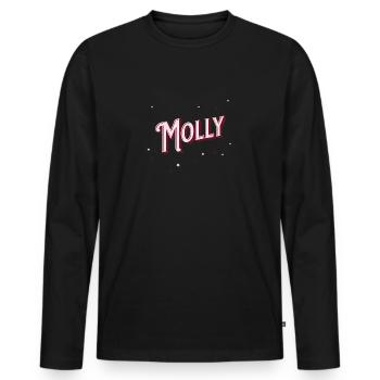 Nom Molly personnalisé - T-shirt manches longues Premium bio Homme - noir - Devant - Nico (187cm)