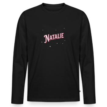 Le prénom de Natalie personnalisé - T-shirt manches longues Premium bio Homme - noir - Devant - Nico (187cm)
