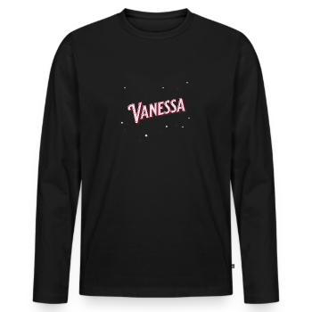 Nom Vanessa personnalisé - T-shirt manches longues Premium bio Homme - noir - Devant - Nico (187cm)