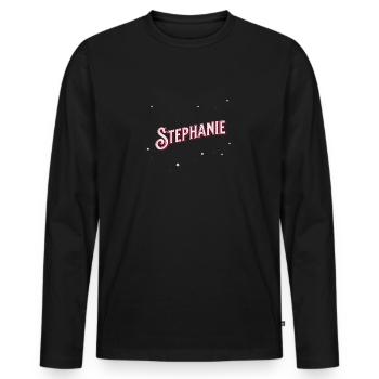 Le prénom de Stéphanie personnalisé - T-shirt manches longues Premium bio Homme - noir - Devant - Nico (187cm)